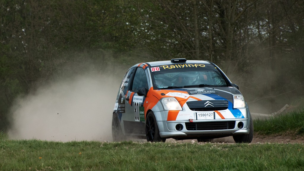 Sølvmedaljevinderen i klasse National 3, Michael Gøttrup med sin daværende co-driver Mikael Kastbjerg i Anderup El rally på Fyn
(Foto: Viggo Johansen)